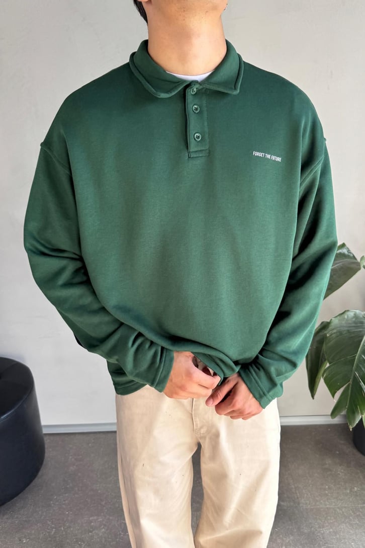Düğme Detaylı Polo Yaka Sweatshirt