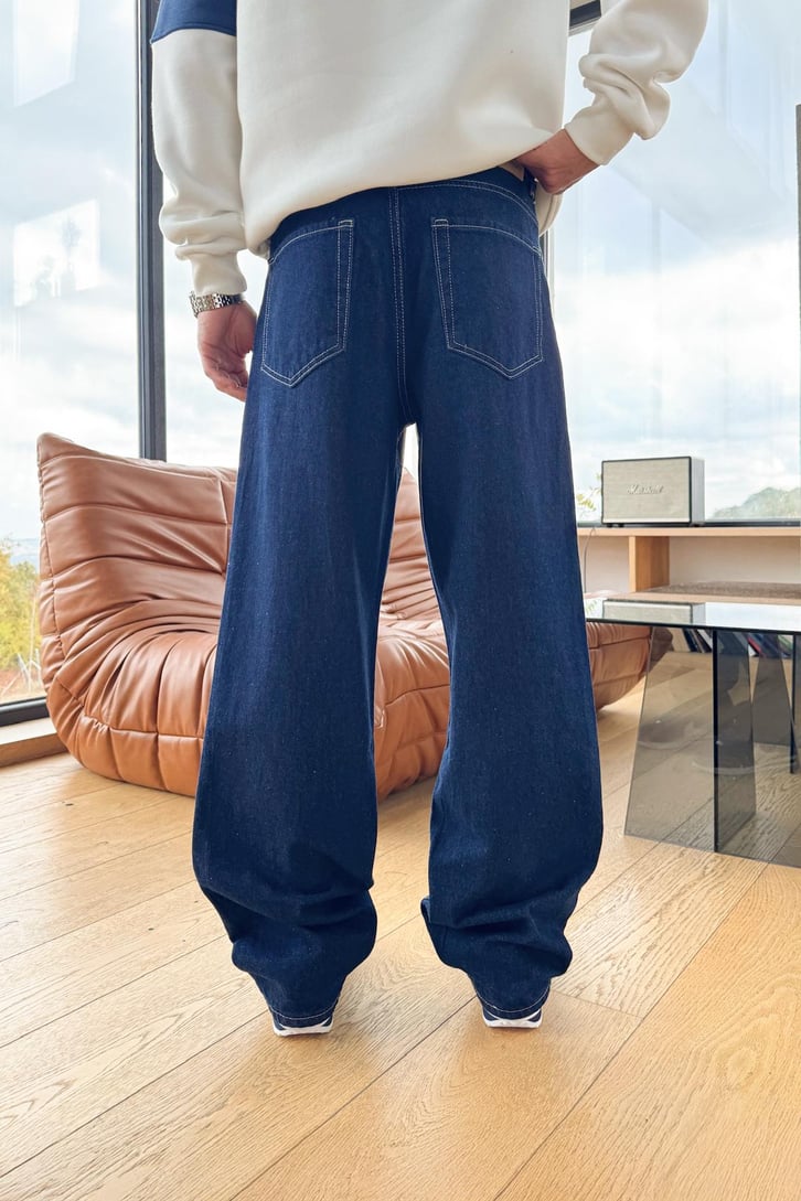 Düğmeli Basic Baggy Jean