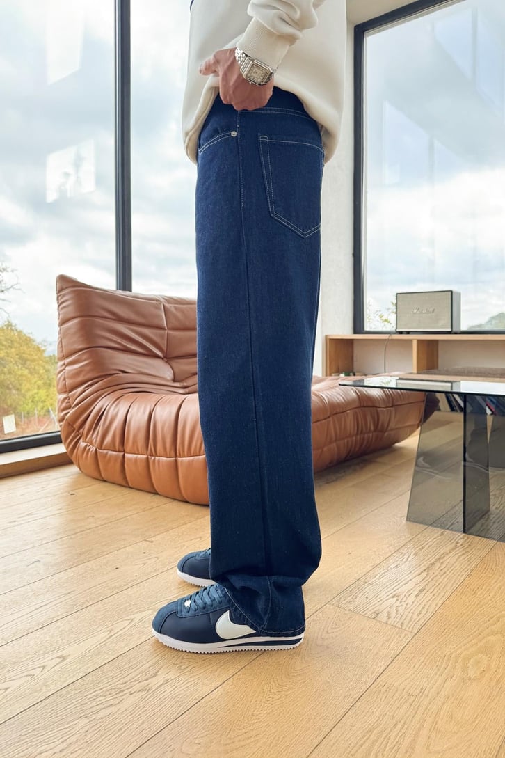 Düğmeli Basic Baggy Jean