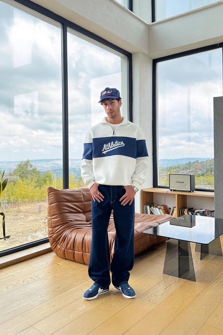 Düğmeli Basic Baggy Jean