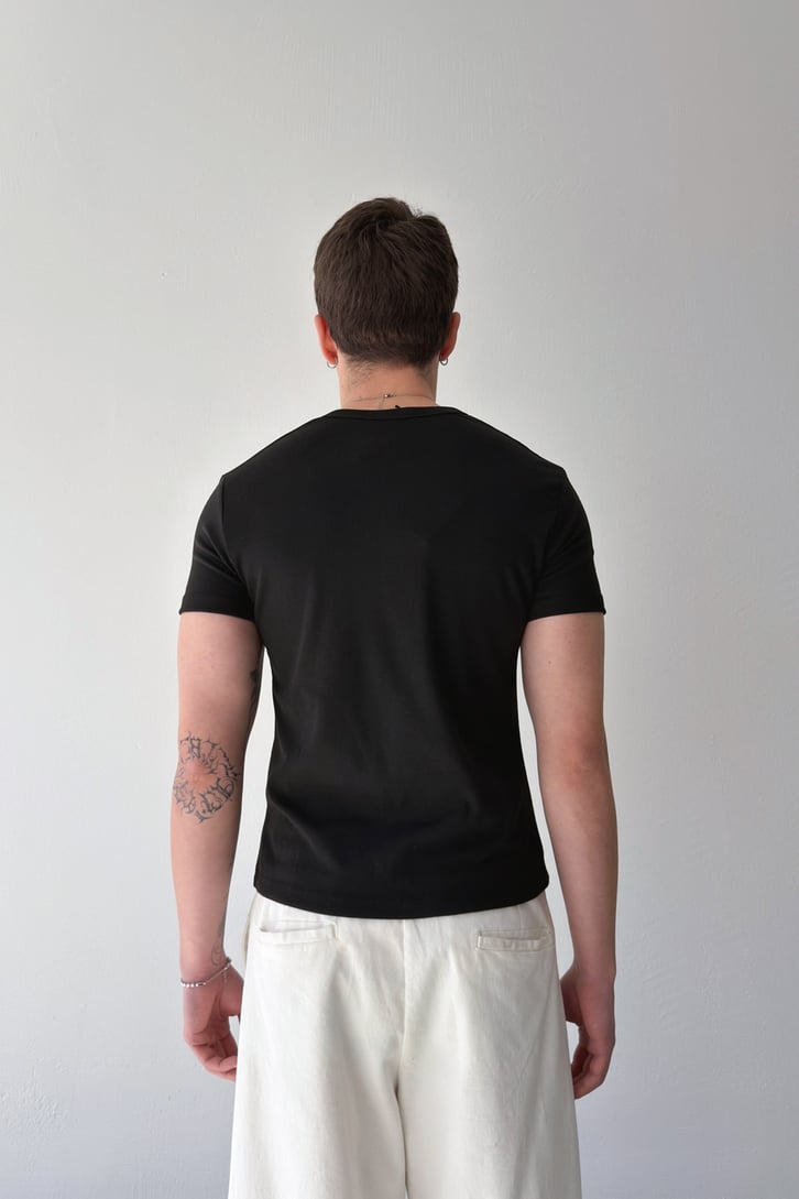 Düğmeli Basic Tişört