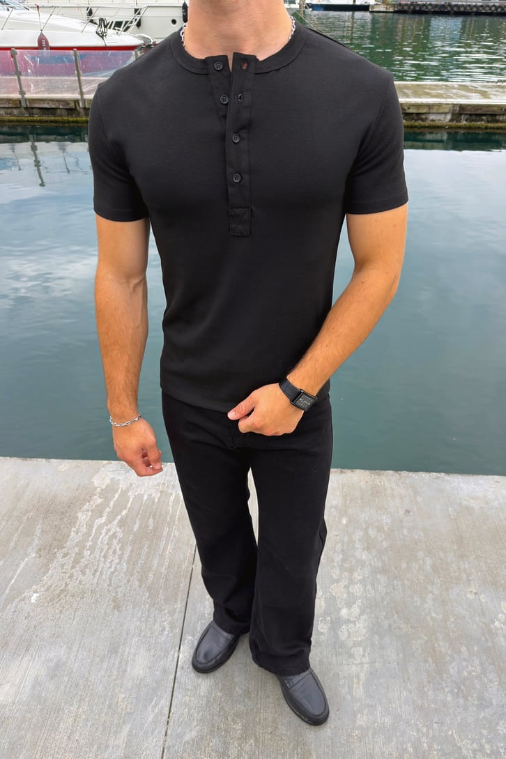 Düğmeli Basic Tişört
