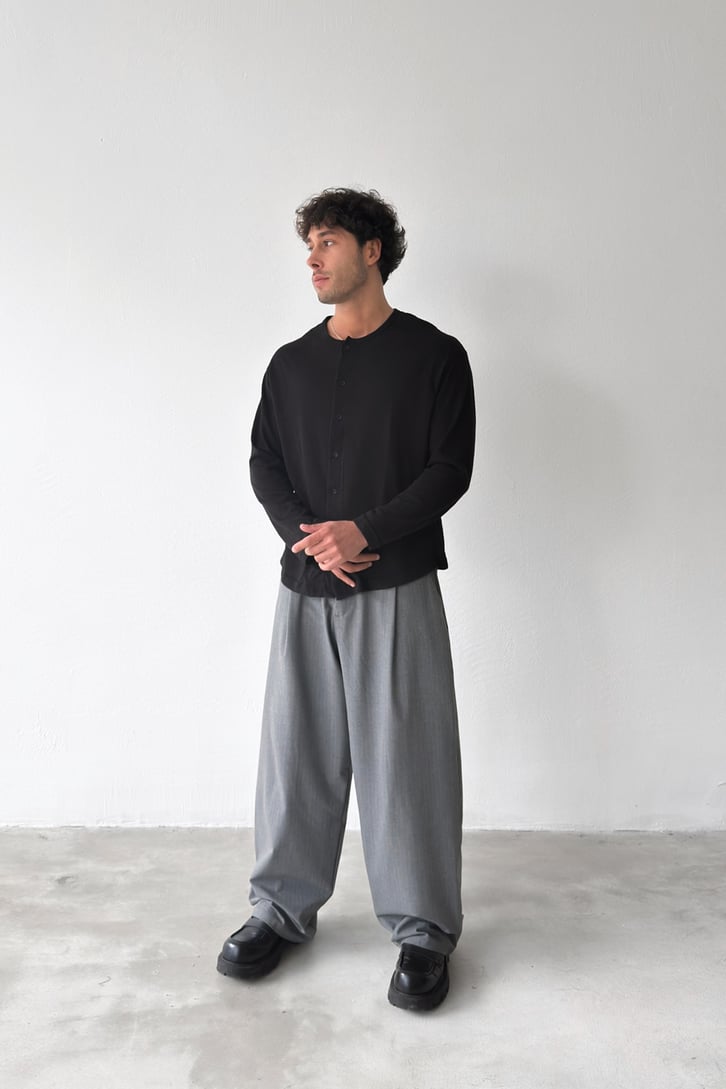 Düğmeli Oversize İnce Hırka
