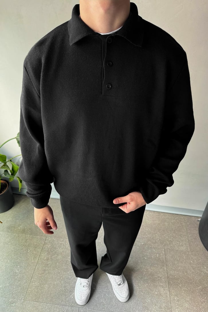 Düğmeli Polo Yaka Basic Kazak