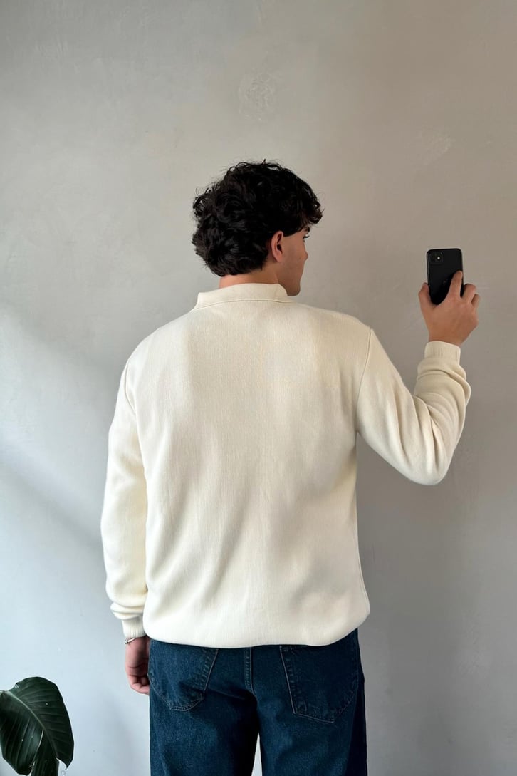 Düğmeli Polo Yaka Basic Kazak