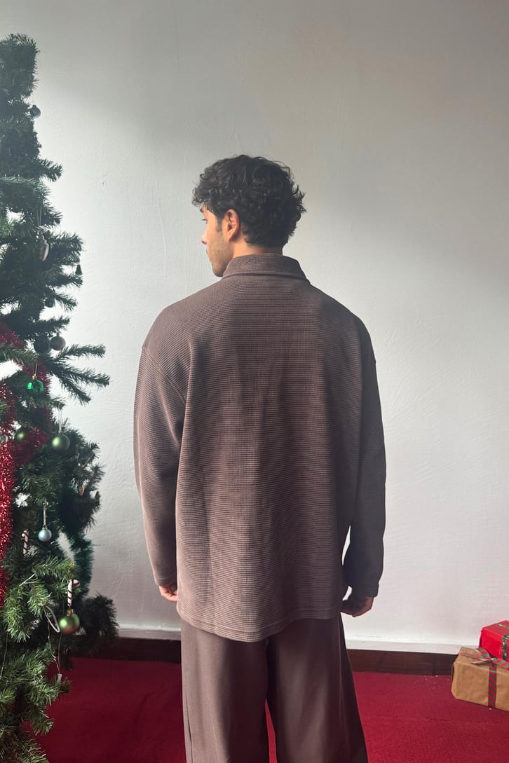 Düğmeli Polo Yaka Sweatshirt