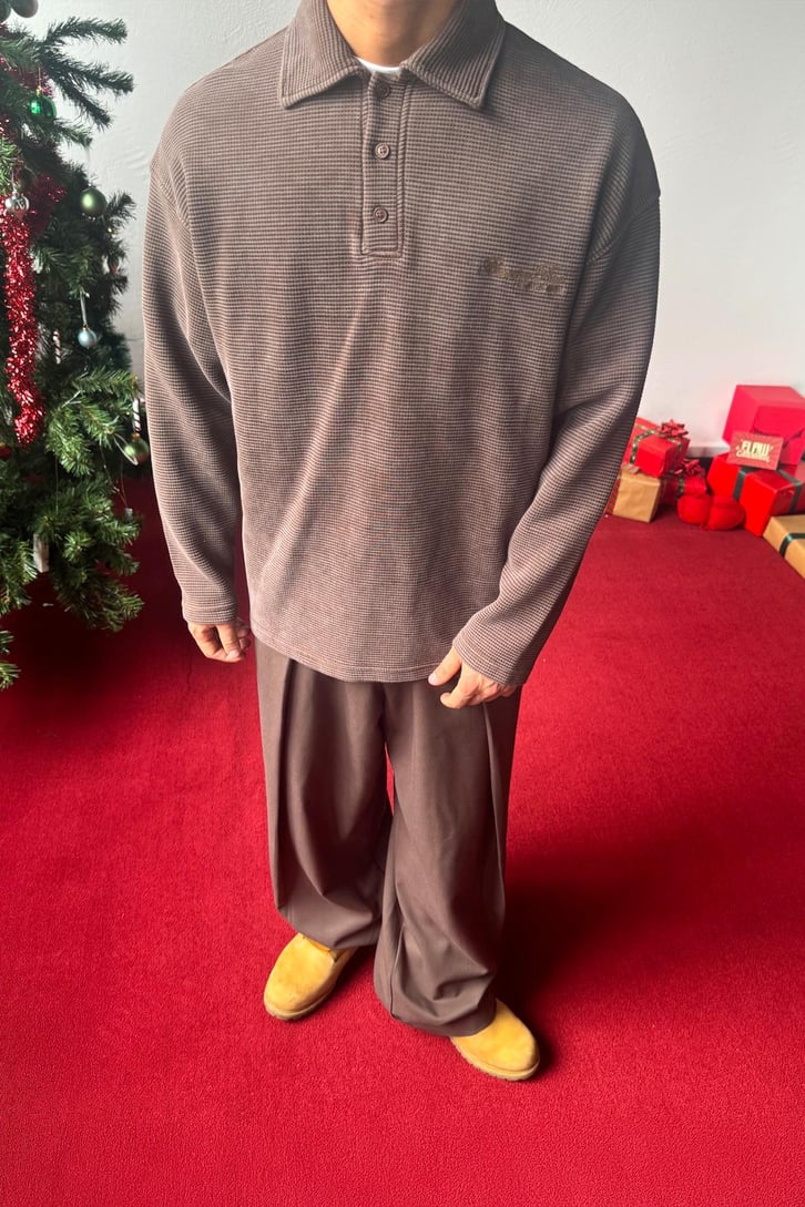 Düğmeli Polo Yaka Sweatshirt