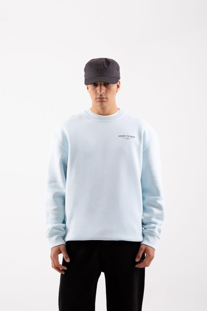 Dust Baskılı Bebek Mavisi Oversize Sweatshirt