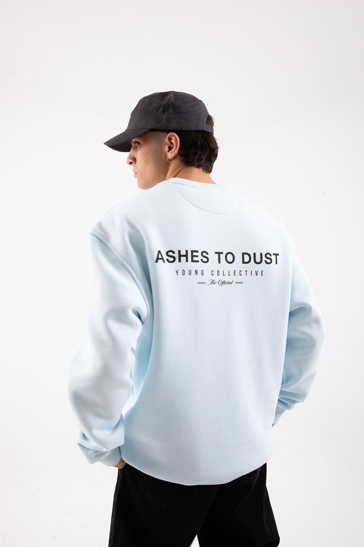 Dust Baskılı Bebek Mavisi Oversize Sweatshirt