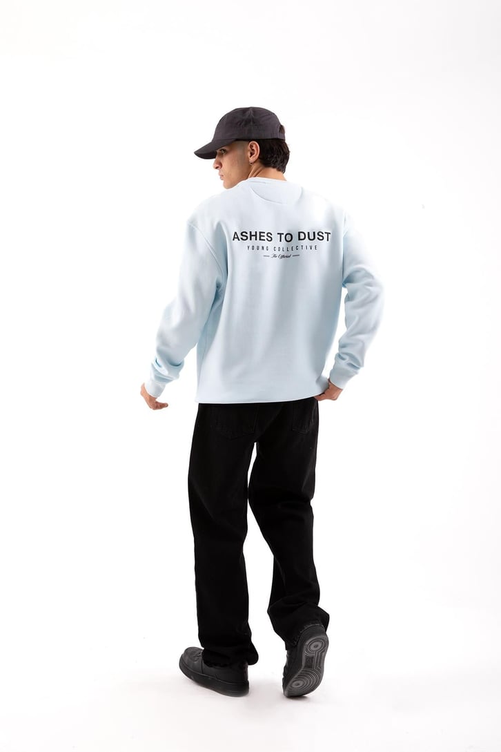 Dust Baskılı Bebek Mavisi Oversize Sweatshirt
