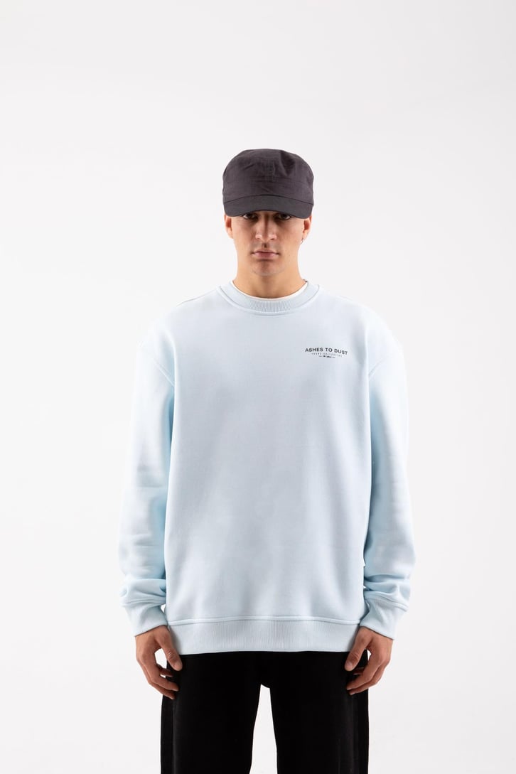 Dust Baskılı Bebek Mavisi Oversize Sweatshirt