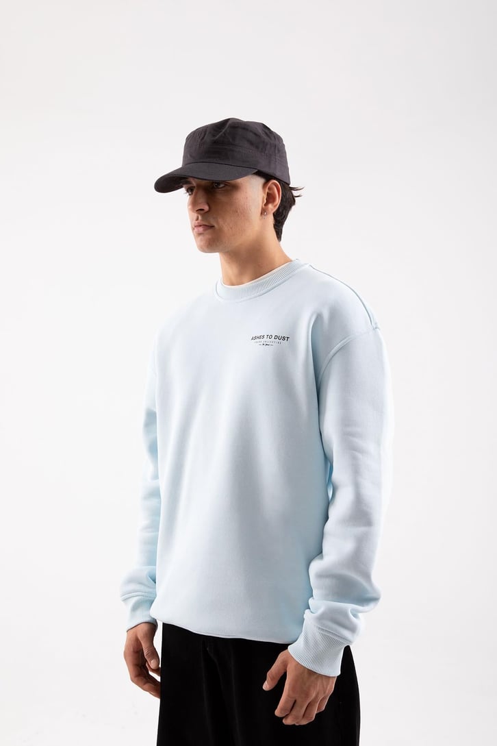 Dust Baskılı Bebek Mavisi Oversize Sweatshirt
