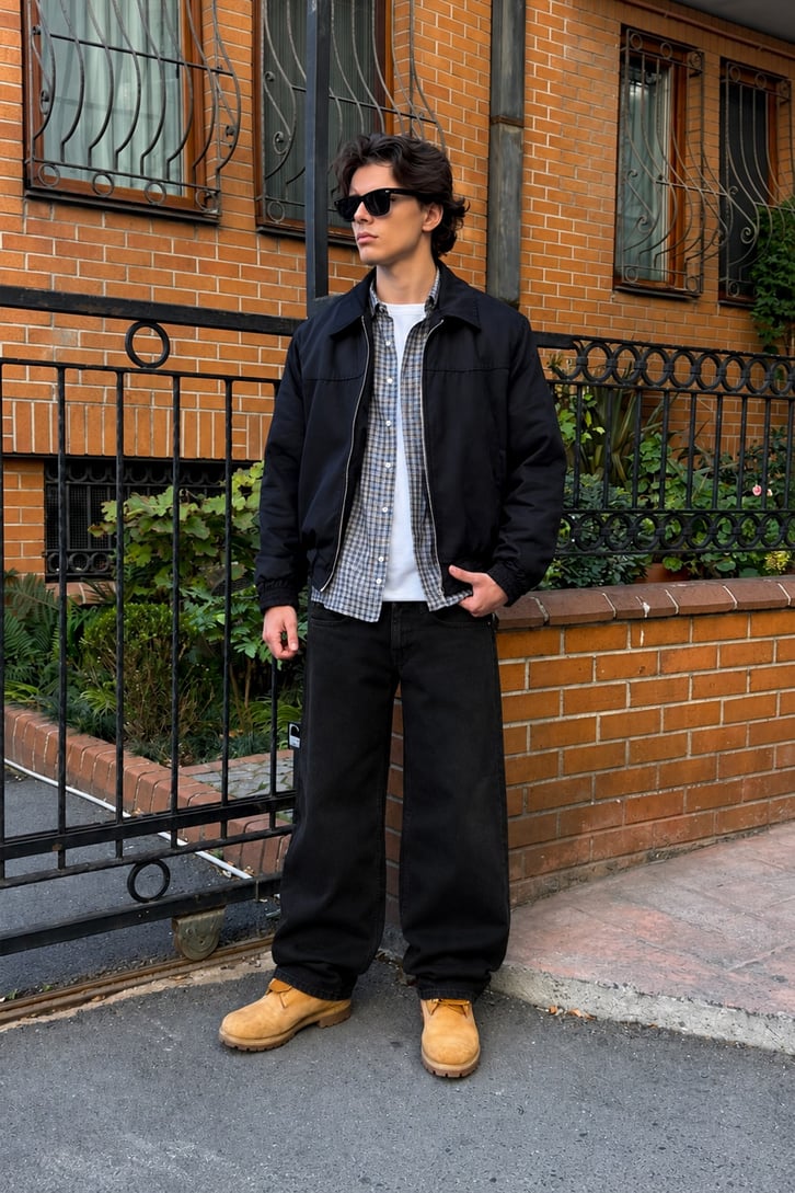 Düz Yıkamalı Baggy Fit Jean