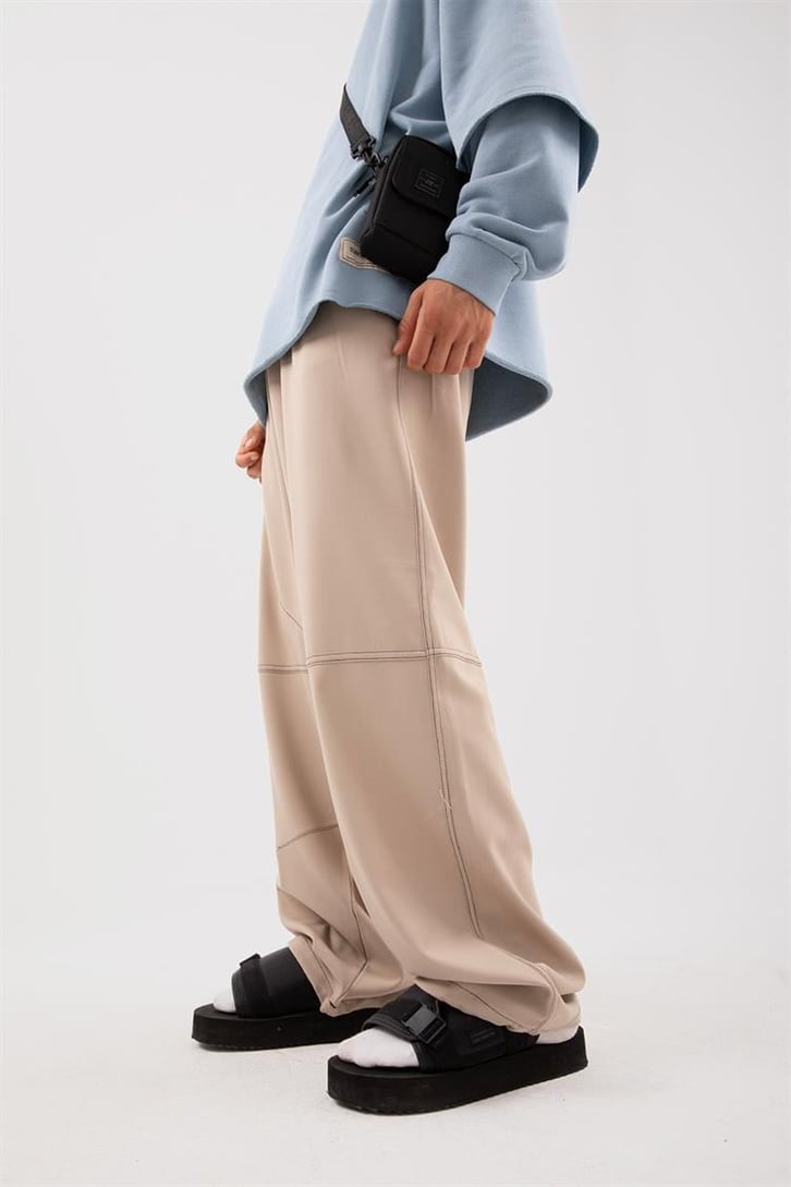 Efektif Dikiş Detaylı Skater Fit Taş Rengi Kumaş Pantolon