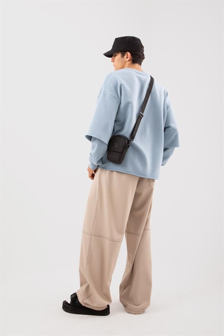Efektif Dikiş Detaylı Skater Fit Taş Rengi Kumaş Pantolon