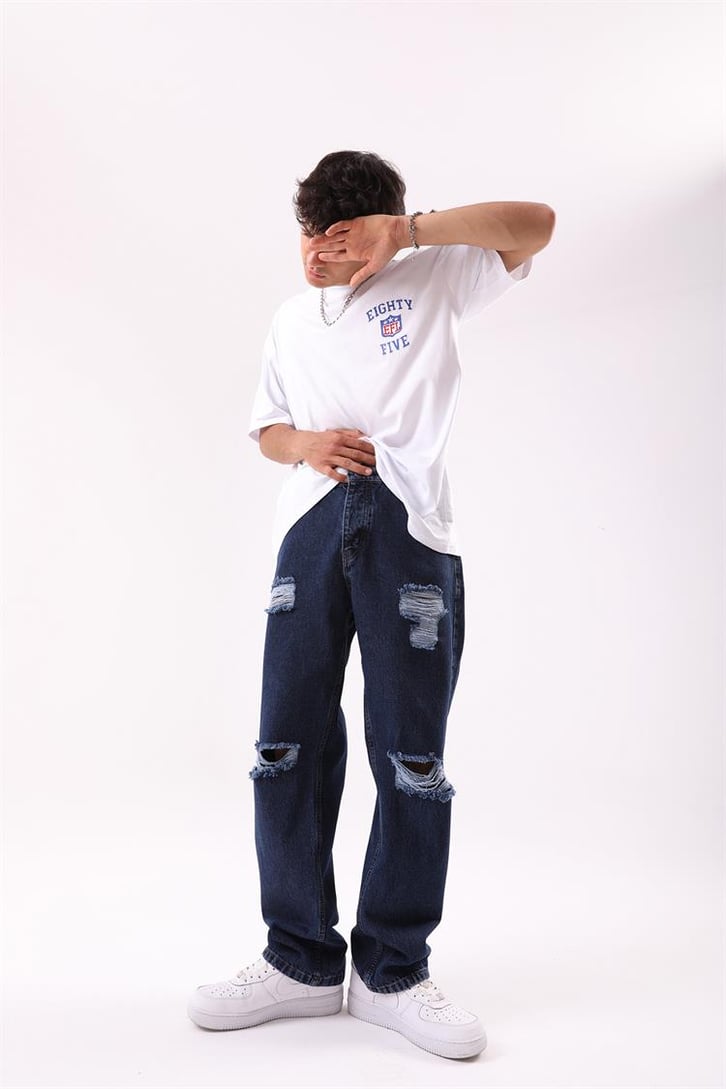 EFL Nakışlı Beyaz Oversize Tshirt