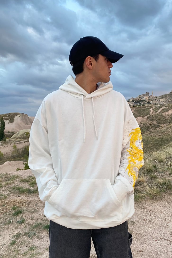 EJDERHA BASKILI OVERSIZE HOODIE