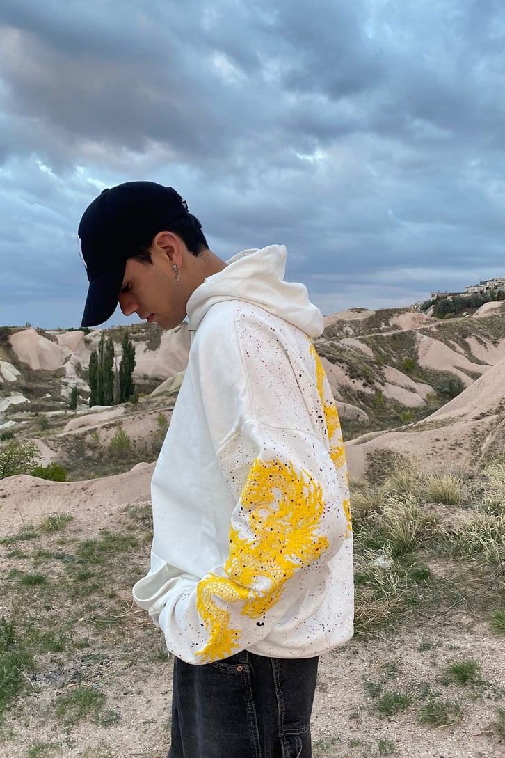 EJDERHA BASKILI OVERSIZE HOODIE