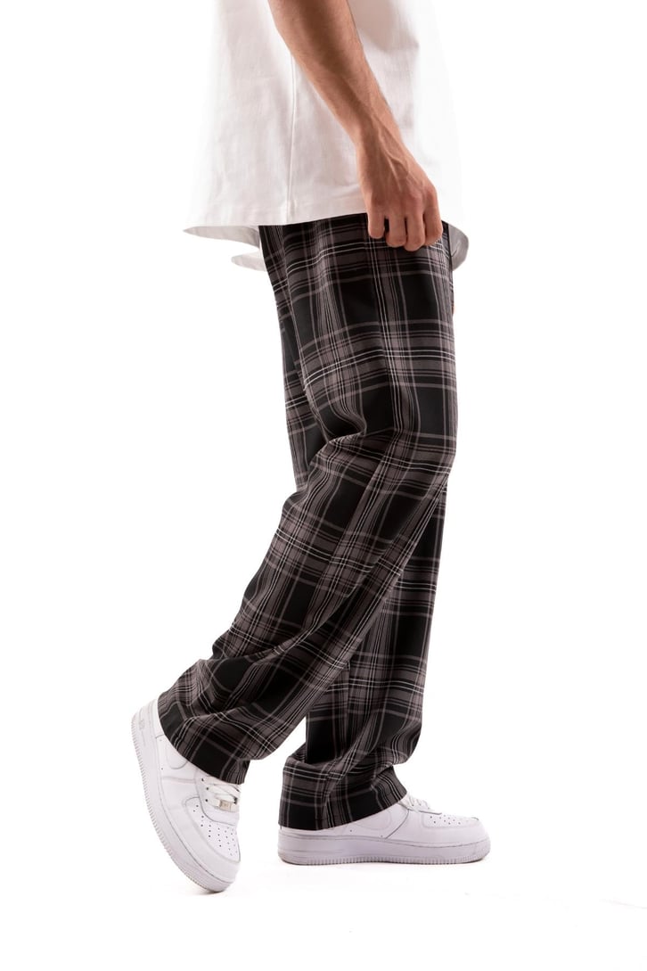 Ekose Desen Bel Lastikli Antrasit Pijama