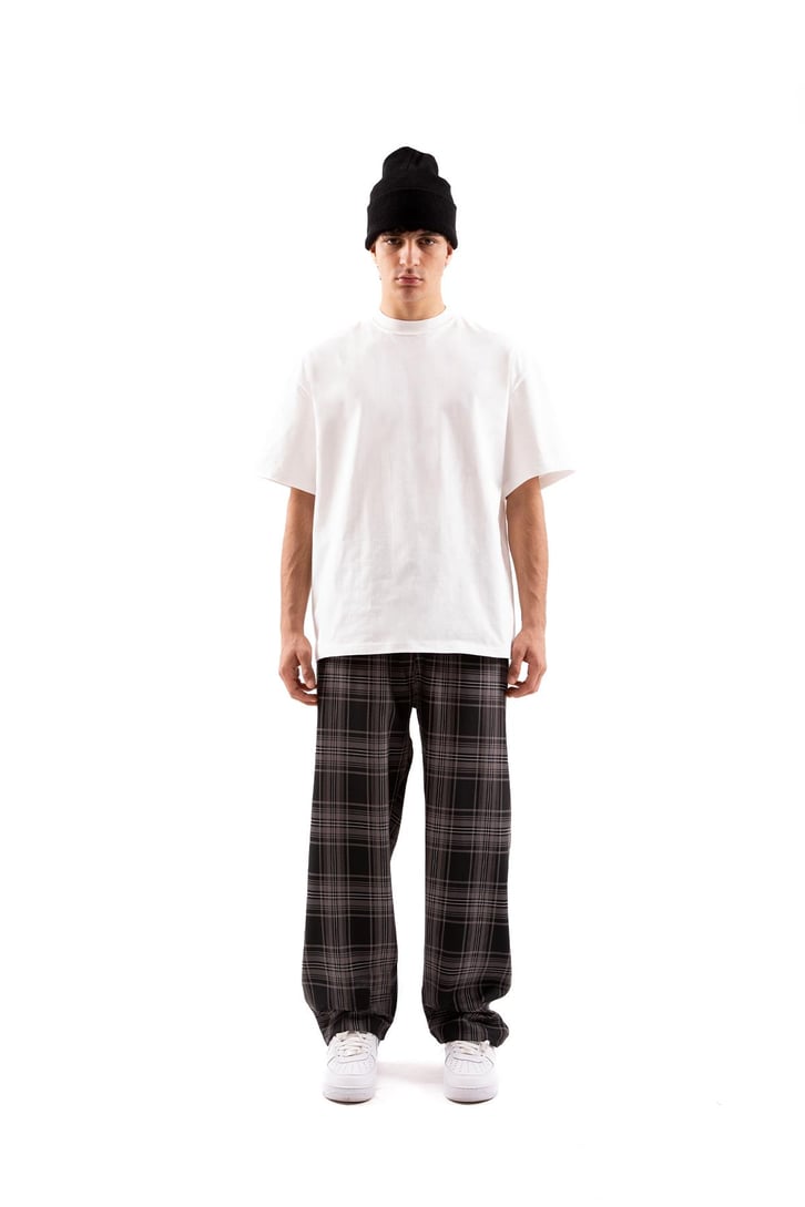 Ekose Desen Bel Lastikli Antrasit Pijama
