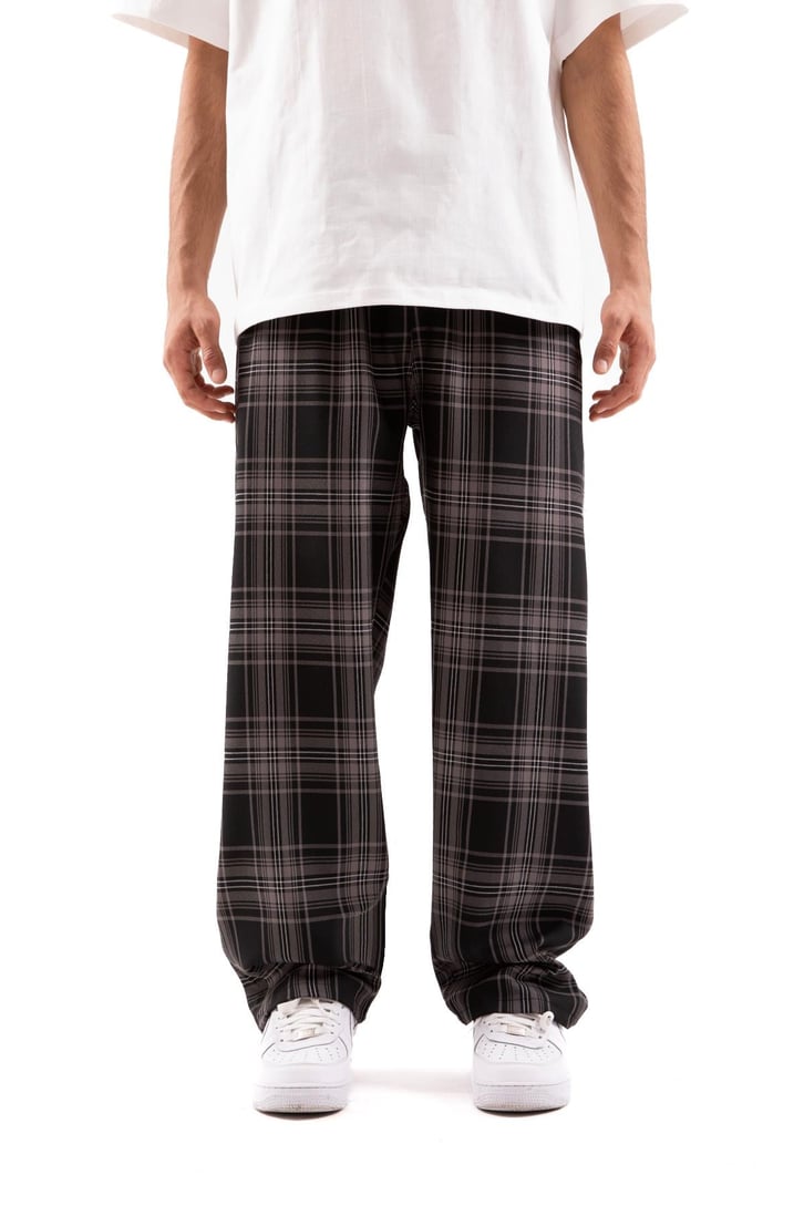 Ekose Desen Bel Lastikli Antrasit Pijama