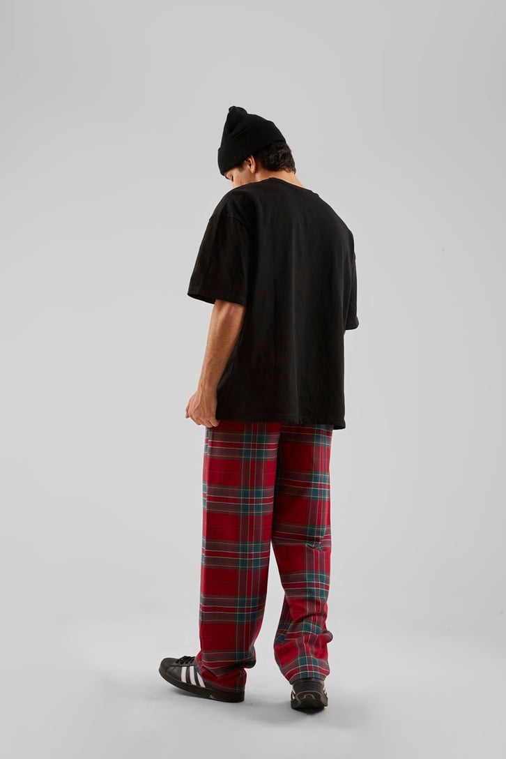 Ekose Desen Bel Lastikli Koyu Yeşil Pijama