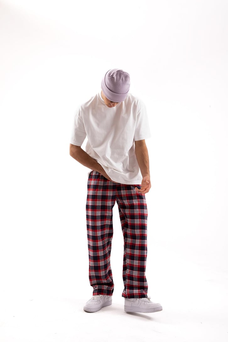 Ekose Desen Bel Lastikli Lacivert Pijama