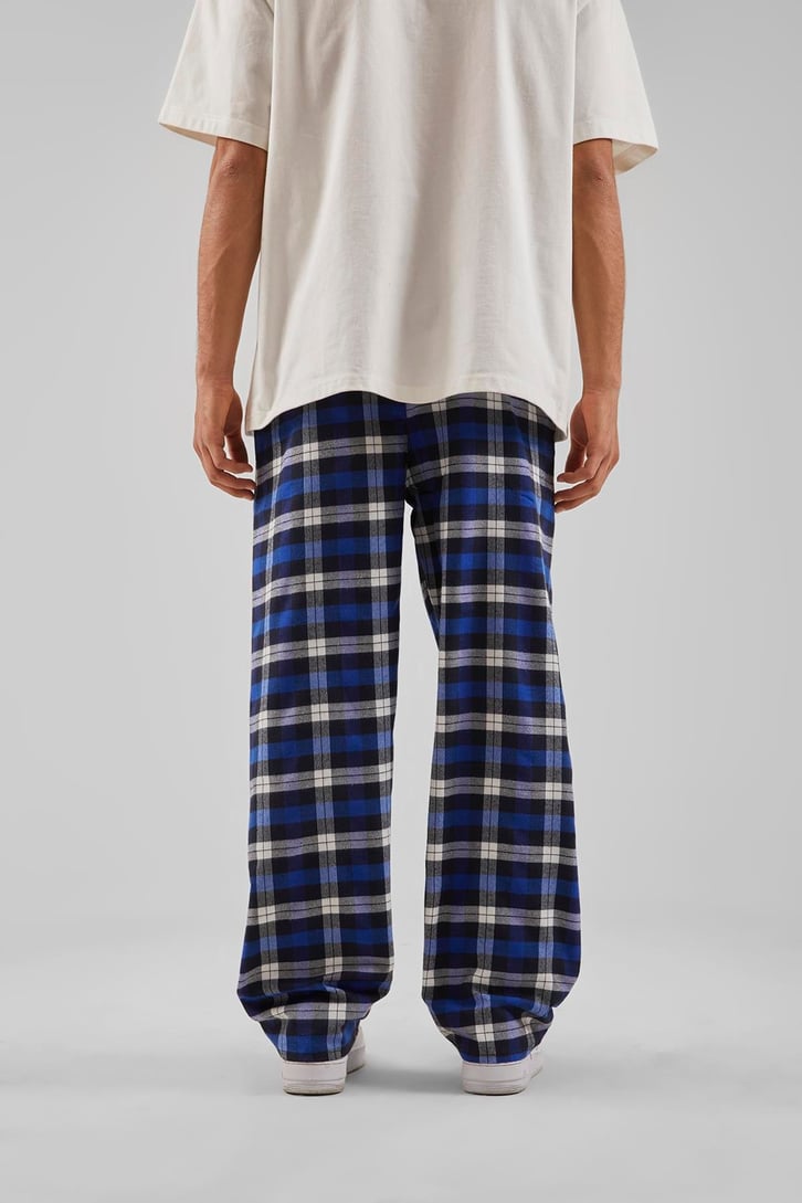 Ekose Desen Bel Lastikli Siyah Pijama