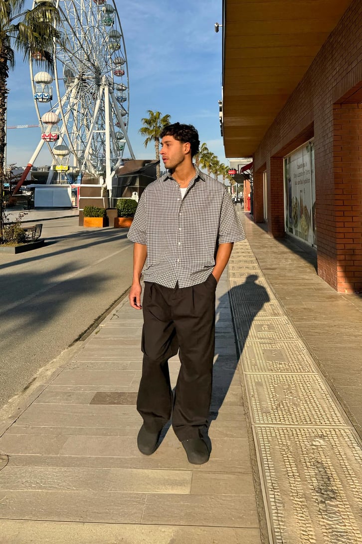 Ekose Desen Çizgili Gömlek
