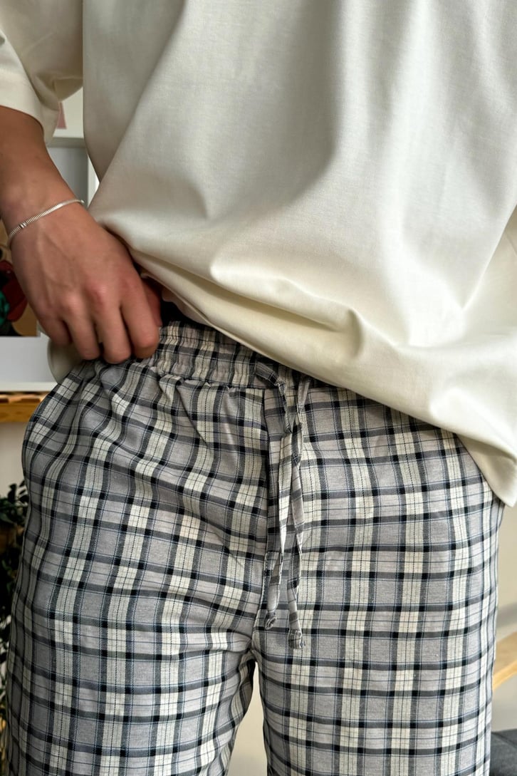 Ekose Desen Gri Baggy Pijama