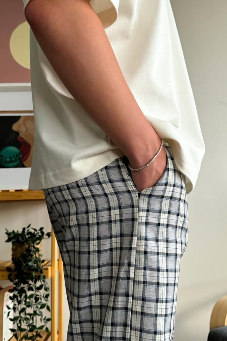 Ekose Desen Gri Baggy Pijama