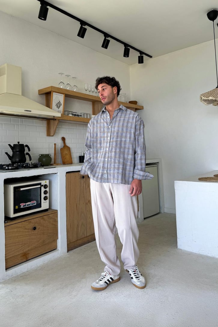 Ekose Desen Oversize Gömlek