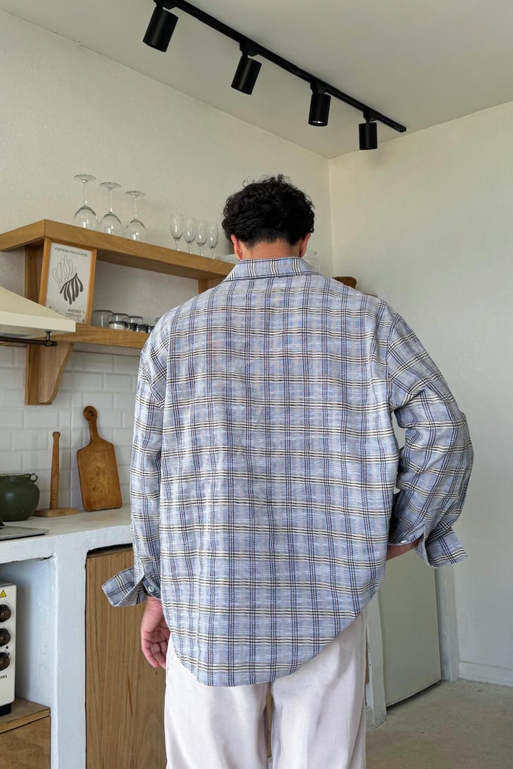 Ekose Desen Oversize Gömlek