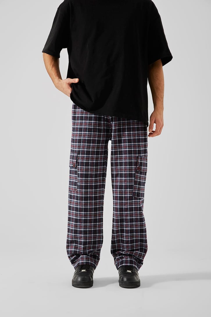 Ekose Desenli Lacivert Kargo Cepli Pijama