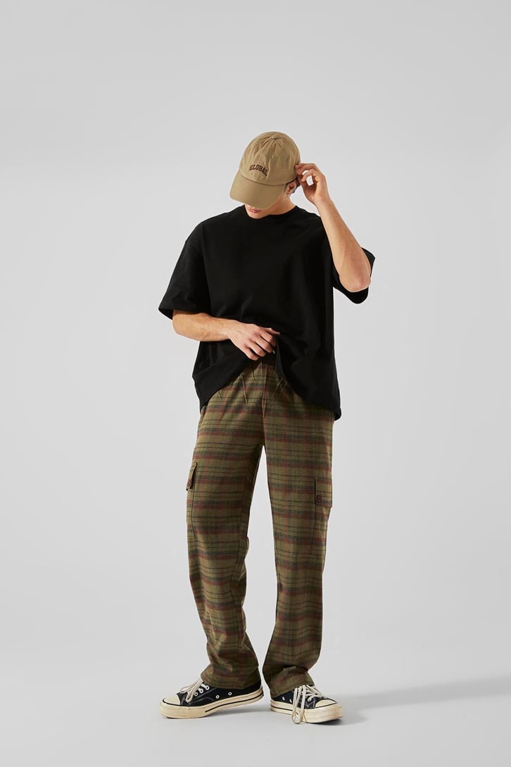 Ekose Desenli Yeşil Kargo Cepli Pijama