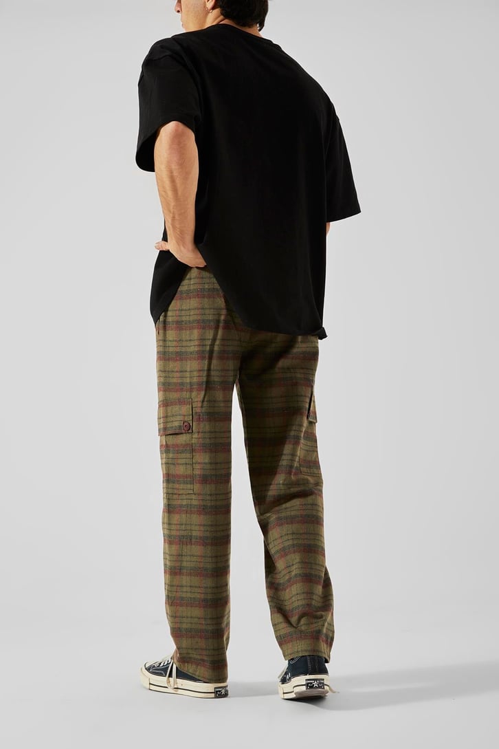 Ekose Desenli Yeşil Kargo Cepli Pijama