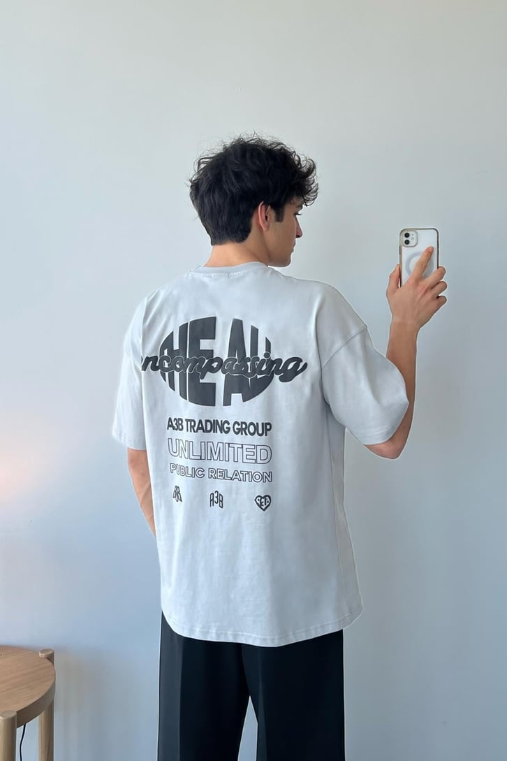 Encompassing Baskılı Füme Oversize Tişört
