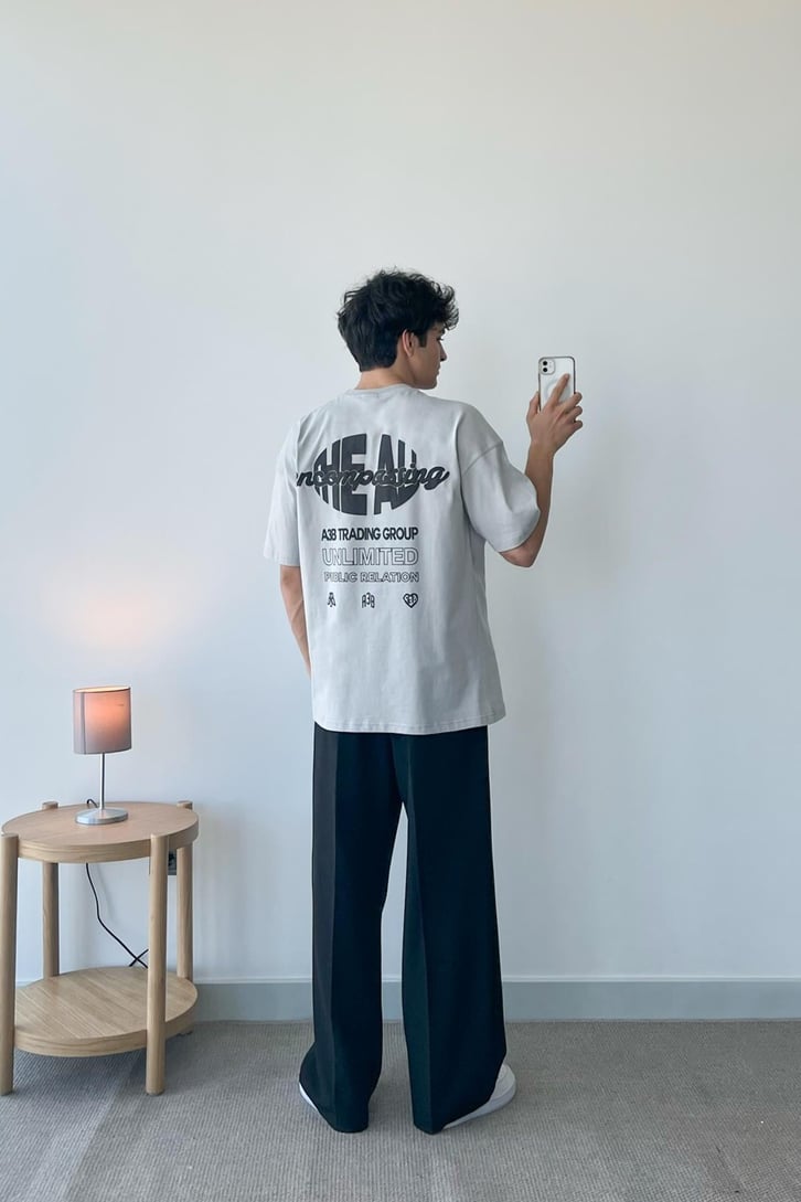 Encompassing Baskılı Füme Oversize Tişört