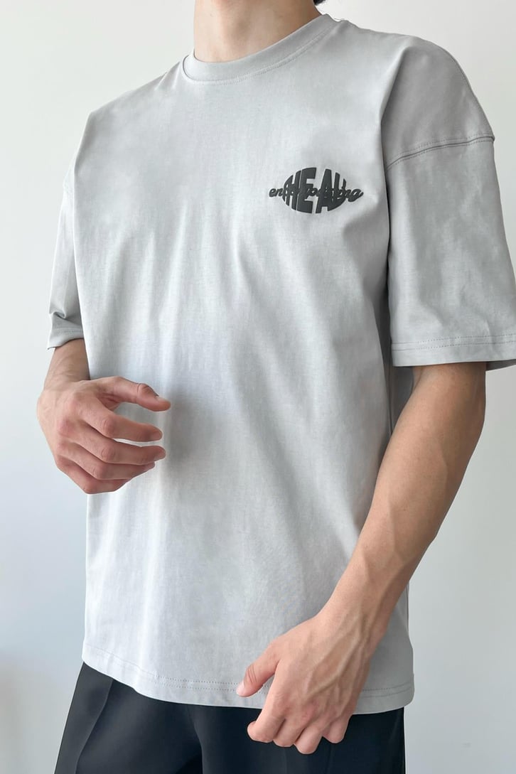 Encompassing Baskılı Füme Oversize Tişört