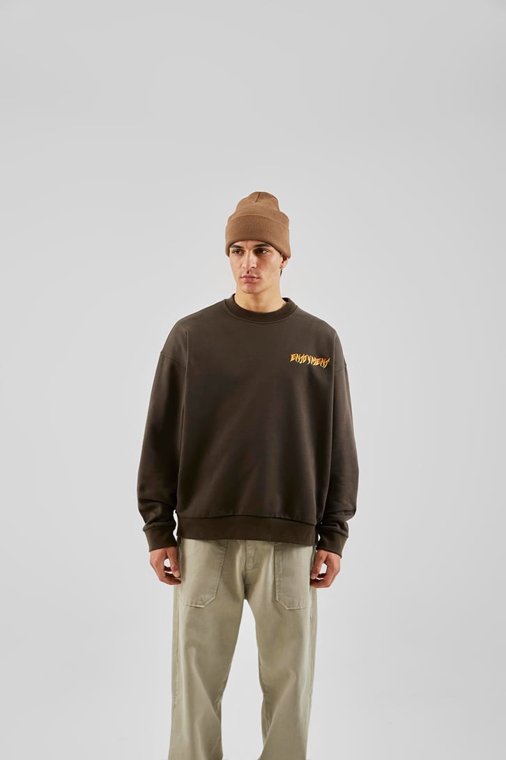 Enjoyment Baskılı Antrasit Oversize Sweatshirt