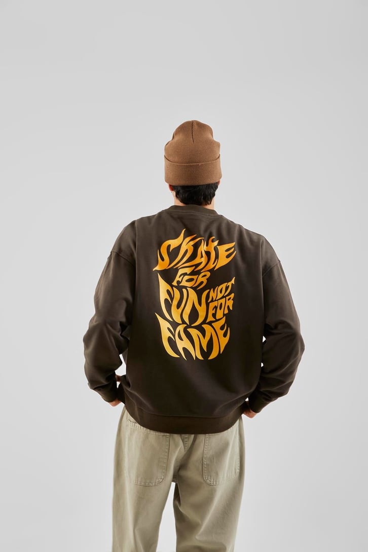 Enjoyment Baskılı Antrasit Oversize Sweatshirt