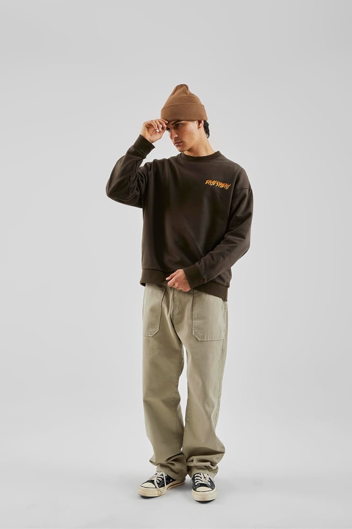 Enjoyment Baskılı Antrasit Oversize Sweatshirt