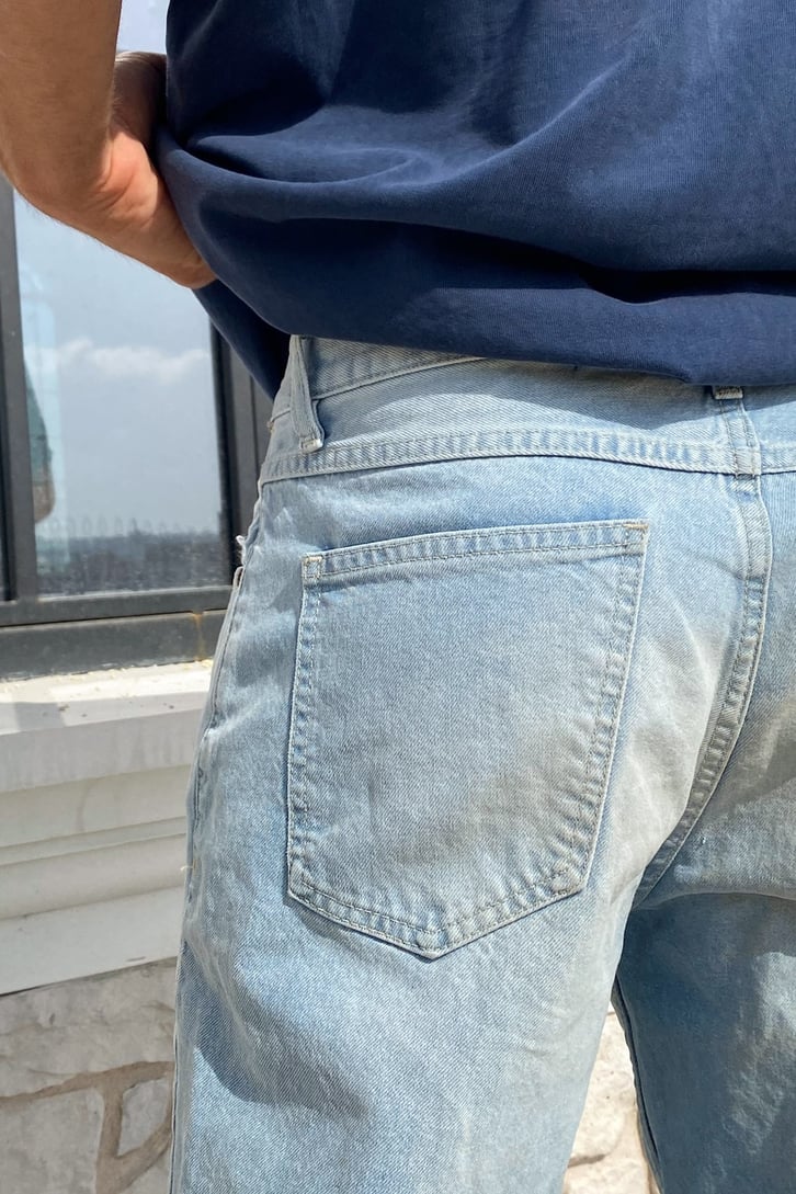 Eskitme Buz Mavisi Baggy Jean