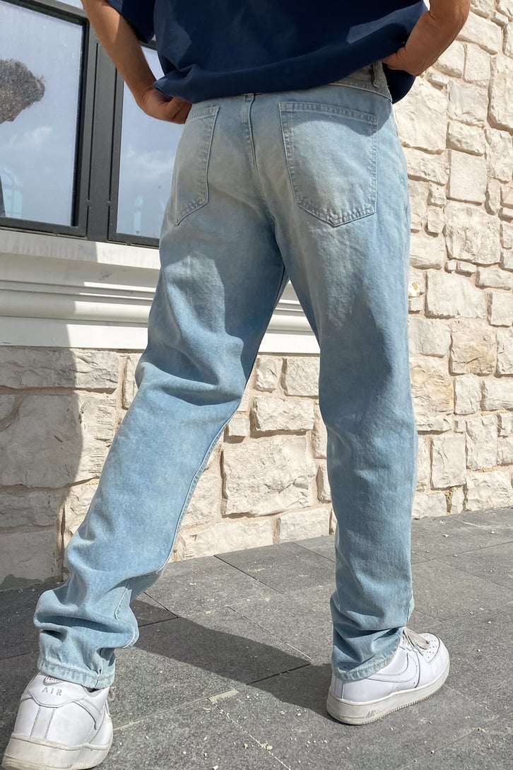 Eskitme Buz Mavisi Baggy Jean