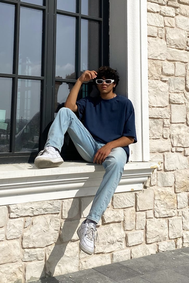 Eskitme Buz Mavisi Baggy Jean