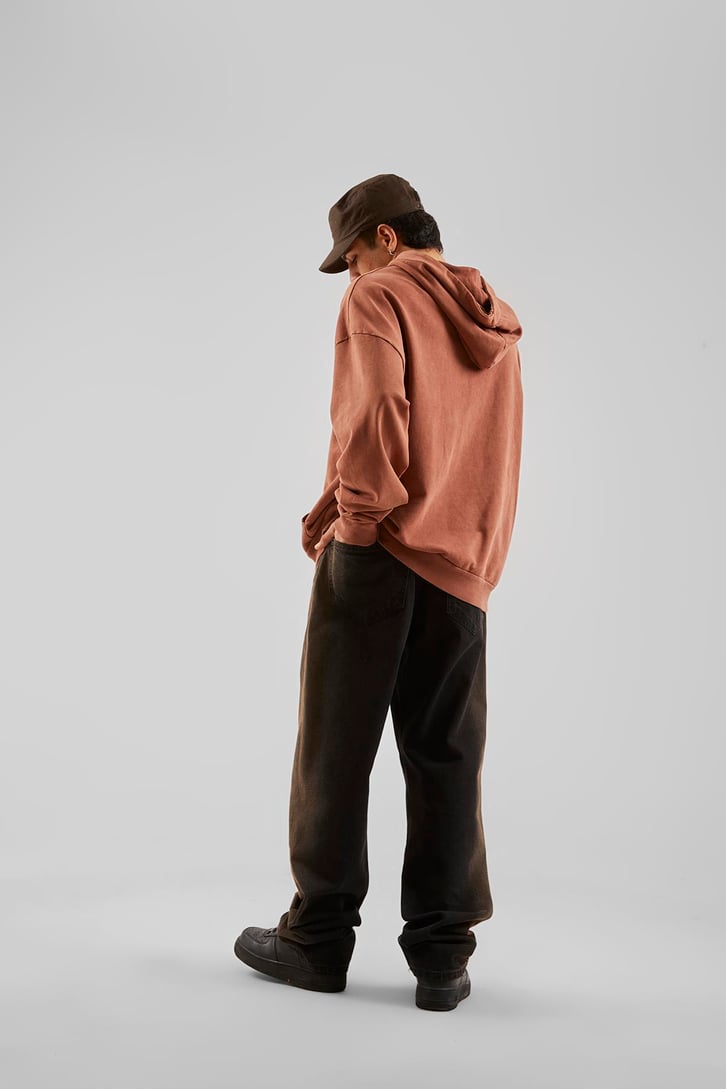 Eskitme Detaylı Siyah Baggy Jean