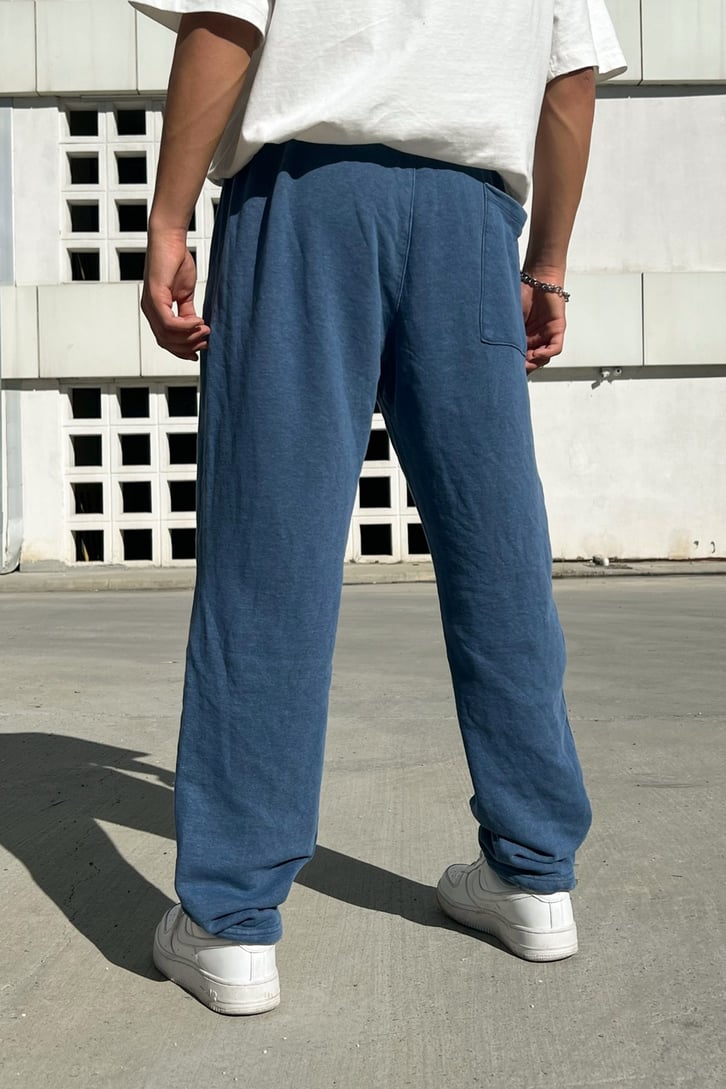 Essence of Life Baskılı Mavi Acid Wash Eşofman Takımı