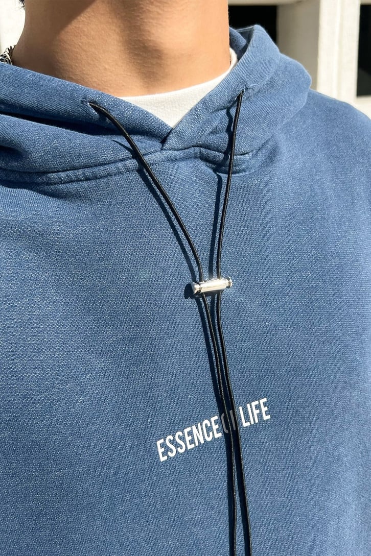 Essence of Life Baskılı Mavi Acid Wash Eşofman Takımı