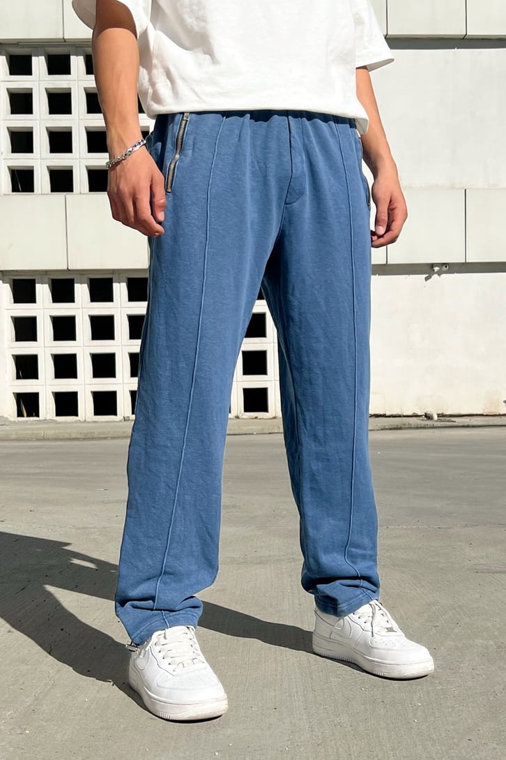 Essence of Life Baskılı Mavi Acid Wash Eşofman Takımı