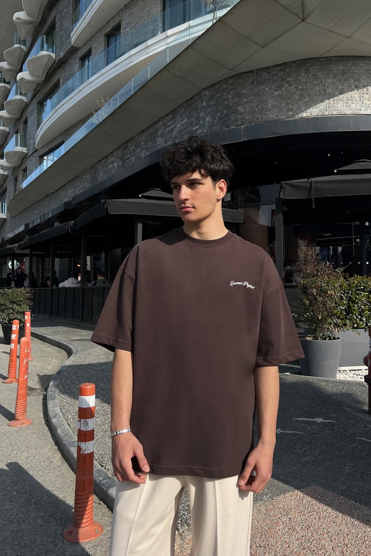 Essence Project Kahverengi Oversize Tişört